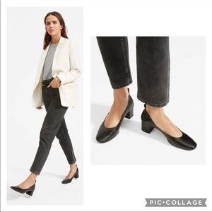 Everlane “The Day” Black Leather Block Heeled Pumps Women’s 9